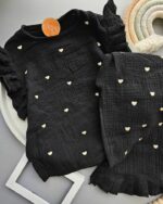 ۰۴۵۴_ست موسلین مشکی قلب - Image 2