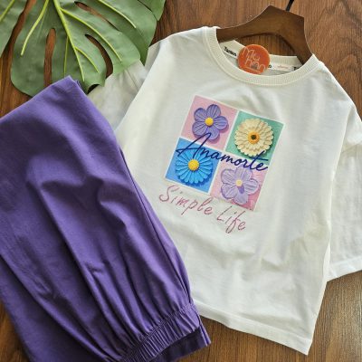 ۰۱۰۲۴_ست کراپ شلوار چهار گل سایز(۵۵/۶۰)