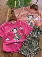 ۰۱۰۳۳_ست تیشرت شلوارک دختر پلنگی( سایز ۴۰/۴۵)