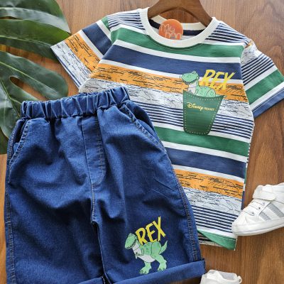 ۰۱۰۹۴_تیشرت شلوارک راه راه دینو